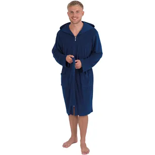 WeWo Fashion Herrenbademantel WEWO FASHION "2031, ideal für Sauna & Spa, Hotelbademantel, Morgenmantel" Gr. S, blau (dunkelblau), L:110cm, Leichtfrottier, Hausmäntel, Gürtel