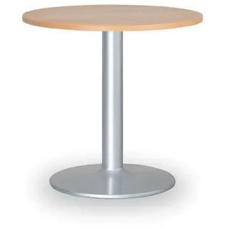 Besprechungstisch rund ZEUS II, Durchmesser 60 cm, graues Fußgestell, Platte Buche
