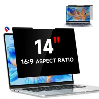 Magnetischer Sichtschutzfolie für 14 Zoll Laptop 16:9, Abnehmbarer Anti Spy Bildschirm Blickschutzfolie, 14" blendfreier Sichtschutzfolie Displayschutz für Lenovo HP Dell Acer Samsung Asus