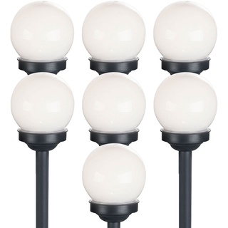 ETC Shop Kugelleuchte Solar 10 cm Solarleuchte Kugel Garten LED Gartendeko Solarkugel für Außen klein, Leuchtdauer ca. 6-8 Stunden, H 38 cm, 7er Set