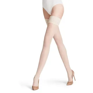 Falke Damen Stay-Ups Seidenglatt 15 DEN W Stu transparent einfarbig 1 Paar, Weiß Champagne 2579, S
