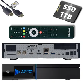 GigaBlue UHD Quad 4K Pro 2X FBC DVB-S2 Twin Sat Receiver mit Dual Core CPU, E2 Linux OS, 4GB RAM, 8GB eMMC, Bluetooth 5.4, H.265, 1200Mbit WLAN, 3X USB 3.0, HTS e-com HDMI-Kabel + 1TB SSD