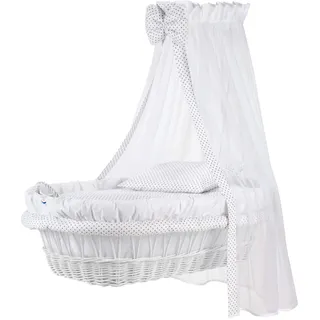 Stoffset 8-teilig mit Matratze von WALDIN für Stubenwagen, XXL, Bollerwagen,KEIN STUBENWAGEN, 5 Sets wählbar,weiß/Punkt grau