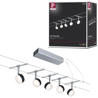Paulmann CorDuo LED Seilsystem ClearLED Basisset 5x150lm 5x4W 2700K 230/12V Schwarz/Chrom