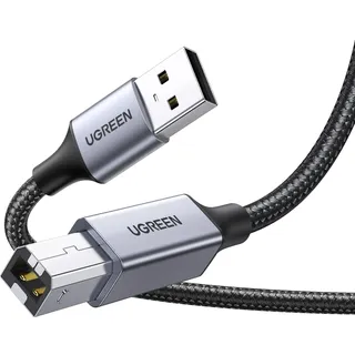 UGREEN Druckerkabel USB 2.0 Typ B USB Kabel USB A auf USB B Printer Cable Kompatibel mit HP, Canon, Epson, Lexmark, Dell, Brother (5m)