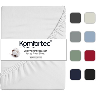 Komfortec Spannbettlaken Jersey 160 x 200 cm weiß