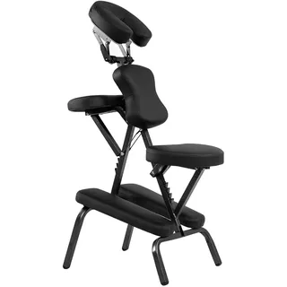 FANTASK Black Massagestuhl, Massagestitz klappbar mit Tragetasche, Tattoostuhl höhenverstellbar