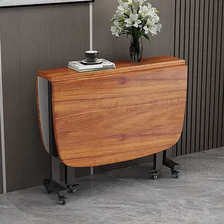 Drop Leaf Esstisch, Holz ausziehbar Tisch Essen, Platz sparend, runde Kante Design, verstellbar beweglichen Küchentisch Tisch Räder (Color : B, Size : (100 * 60cm))