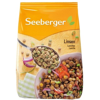 Seeberger Linsen 9er Pack: Besonders große zart-nussige Tellerlinsen - kochfertig als Beilage, für Linsensuppe, Eintopf oder Salat - ohne Salzzusatz, vegan (9 x 500 g)