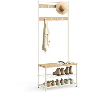VASAGLE Schuhregal 70 x 175 x 32 cm weiß matt / weiß