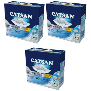 Catsan Active Fresh Weiße Klumpstreu für Katzen Hygienisch Frisch Staubarm 3x5L
