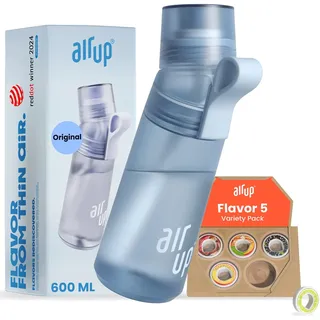 air up® Flasche Gen2 Starter Set Original, inkl Pods in 5 Geschmacksrichtungen I 600ml Trinkflasche mit Geschmack, zuckerfrei I spülmaschinenfest & BPA frei I in Blau