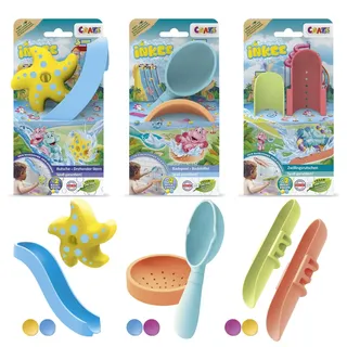 INKEE Toys Badeset - Badespielzeug für Kinder , Badewannenspielzeug Set mit Rutschen, rollenden Stern, Planschbecken & Schaufel , Badespielzeug mit Saugnäpfe