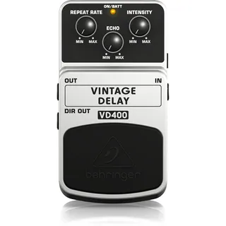 Behringer VD400 Vintage Analog-Delay-Pedal, True Bucket Brigade-Schaltung für warmes Echo und Wiederholungen, grauer Gitarreneffekt-Stompbox für Studio- und Live-Einsatz
