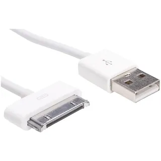 Akyga USB-Kabel USB-A Stecker, Apple 30pol. Stecker 1.00m Weiß AK-USB-08