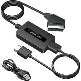 SCART-zu-HDMI-Konverter mit hdmi- und SCART-Kabeln, Scart-zu-HDMI-Konverter, HDMI-SCART-Adapter, Full hd 720P/1080P-Ausgang