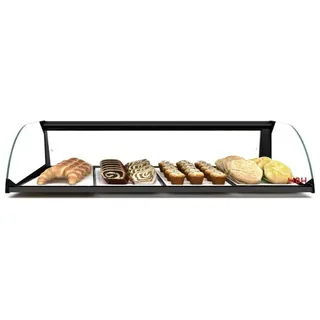 MBH - MAQUINARIA BAR HOSTELERIA MBH - Neutrale gebogene Vitrine 84 cm, 1 Ebenen, für Gastronomie. Neutrales Glasdisplay für Bars und Restaurants.