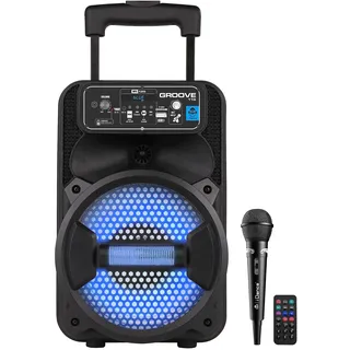 Cefa Toys 00358 Tragbarer Lautsprecher mit Mikrofon und Fernbedienung Groove, Schwarz