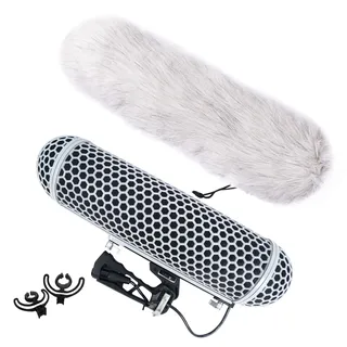 DF DIGITALFOTO Richtmikrofon Windschutz, Mikrofon Windkorb Blimp mit Dead Cat, 2 Extra Mic Shock Mounts, Windschutzscheibe und Aufhängungssystem, kompatibel mit Rode NTG Serie Sennheiser MKE 600