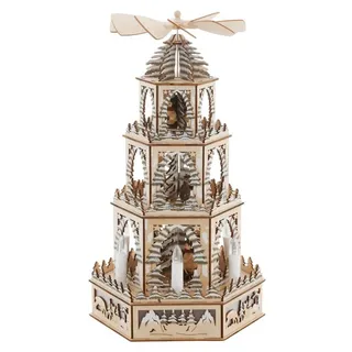 Myflair Möbel & Accessoires Weihnachtspyramide Weihnachtsdeko, mit LED Beleuchtung und beweglichen Figuren, Höhe ca. 48 cm beige