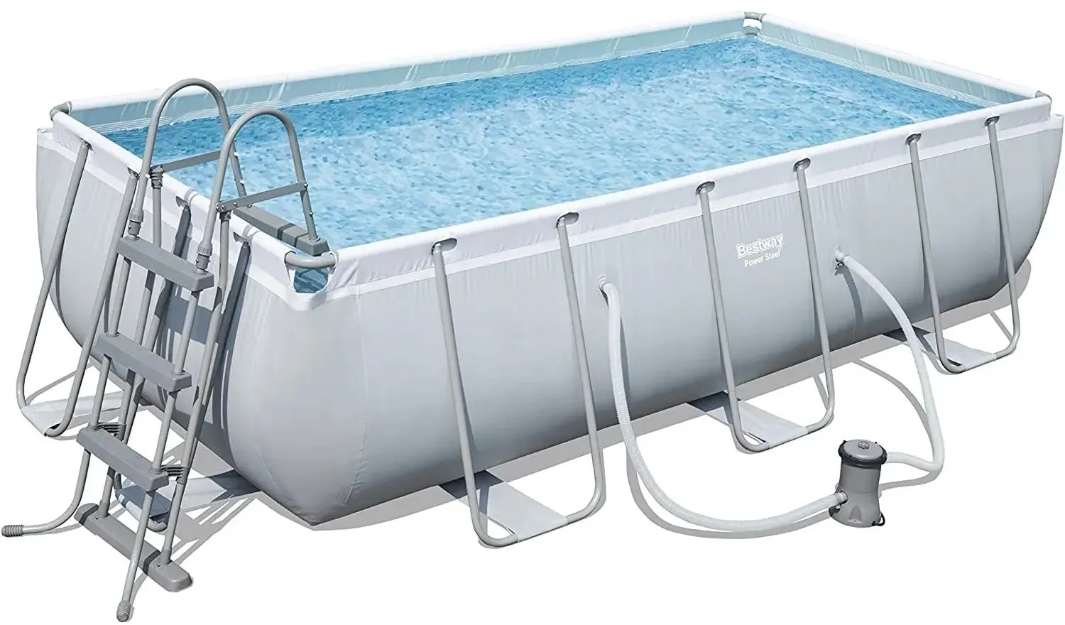DELUKE Pool SWIM Eckig Kunststoff Grau 100x201x404cm Komplett-Set Aufstellpool Gartenpool