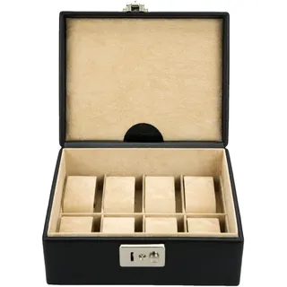 Windrose Beluga Uhrenbox 19,5 cm Leder schwarz
