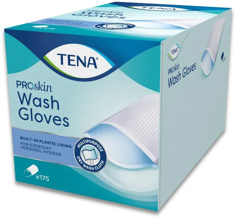 Tena Wash Glove Waschhandschuhe mit Folie 6 x 175 = 1050 Stück