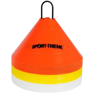 Sport-Thieme Markierungshauben-Set | ø 30 cm | Vielseitige Trainingshilfe | 30 Hauben in 3 Farben | Stapel- und Transporthalter