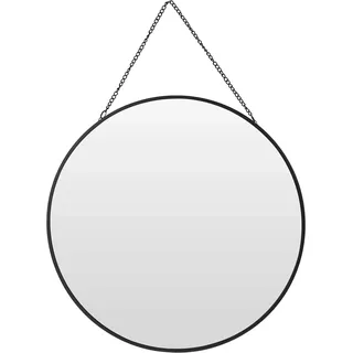 Meinposten Spiegel rund eckig Wandspiegel Metall schwarz Glas Schminkspiegel Dekospiegel (Rund)