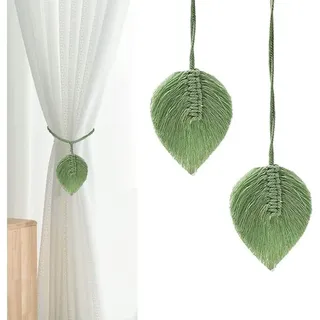 Set Mit 2 Handgefertigten Vorhanghaltern – Gewebtes Baumwollseil, Boho-stil, Für Die Heimdekoration (grün)