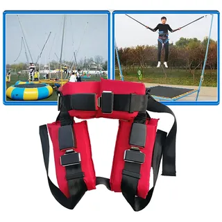 Bungee-Trampolin-Gurt für Kinder und Erwachsene, Trampolin-Sicherheitsgurt mit elastischem Seil, Zubehör, Schnalle, Springen, DREI-Haken-Schnalle, Sicherheitsgurt, S, Rot