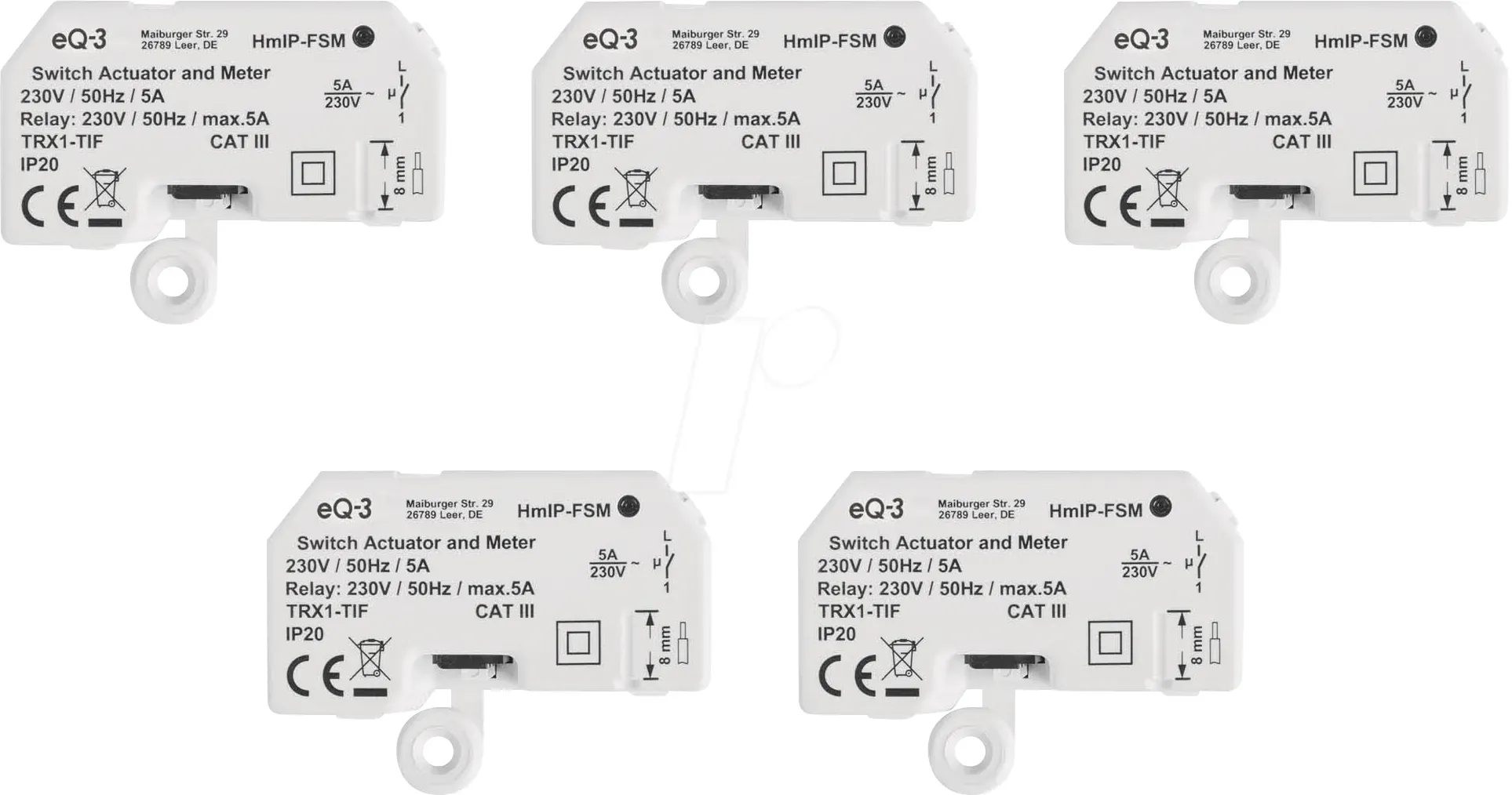 HMIP FSM5 - 5x Schalt-Mess-Aktor - Unterputz