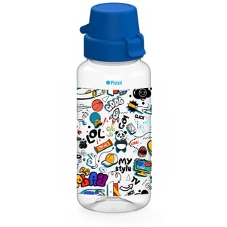 Fizzii Bambini Comic 400 ml Tritan-Kindertrinkflasche mit blauem Klappverschluss