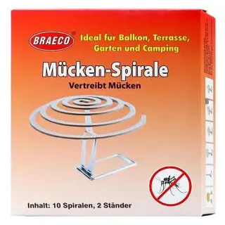 Braeco Mückenspirale Citronella-Spirale, 8h Wirkungsdauer, mit Halterung, 10 Stück