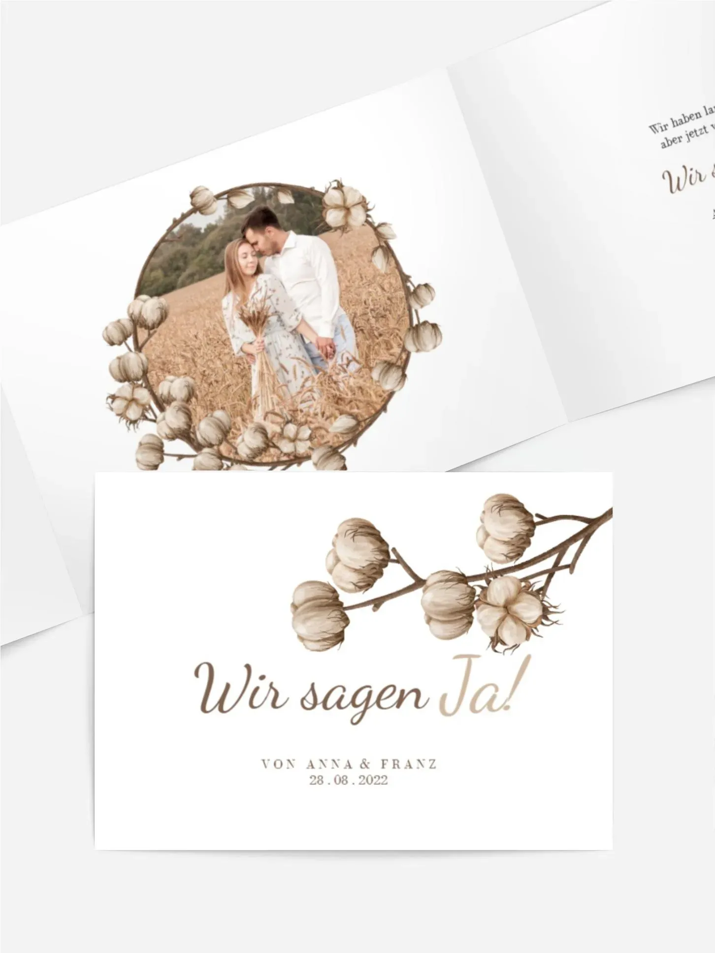 Einladungskarten zur Hochzeit selbst gestalten mit Spruch und Fotos im Onlinedesigner bei Meine-Kartenmanufaktur.de