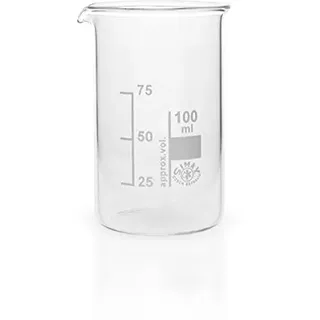 1 x 100ml Becherglas aus hitzefestem Borosilikatglas, graduiert, mit Ausguss, hohe Form * Messbecher, Bechergläser, Laborglas, Laborbecher *