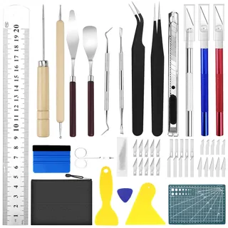 Plotter Zubehör DIY Bastelwerkzeug Set Schneideplotter Vinyl Jäten Werkzeuge Skalpell Basteln Präzisionsmesser Bastelmesser Cuttermesser Entgitterwerkzeug Plotter 50 Stück