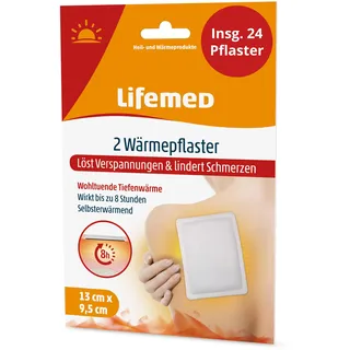 Lifemed Wärmepflaster für Rücken, Schultern und Nacken - Schmerzpflaster bei Rückenschmerzen, Regelschmerzen - Wärmekissen, Wärmegürtel und Rückenretter - ohne Arzneimittelwirkstoff (24 Pflaster)