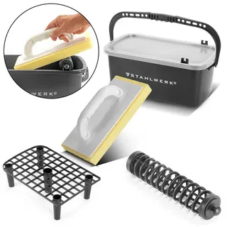 STAHLWERK Fliesenwaschset 4-teiliges Fliesenleger Waschset mit 12 Liter Eimer