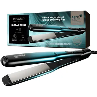 REVAMP Ultra X Shine Keramik-Haarglätter - Glätteisen breite Platten zum Glätten und Locken von langem, dickem Haar - Ultraschnelle Aufheizzeit, professioneller Salon Haar Styler