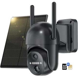 4G LTE Überwachungskamera Aussen Akku mit SIM Karte 32GB Karte 2K Kabellos Solar