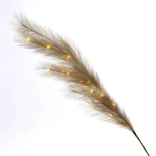 MARELIDA LED Federbüschel Pampasgras Dekozweig Leuchtzweig Wohnraumdeko H: 118cm khaki