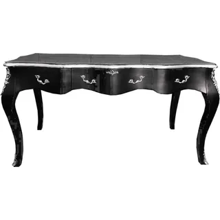 Casa Padrino Barock Sekretär Schwarz / Silber- Schreibtisch Luxus Möbel Büro