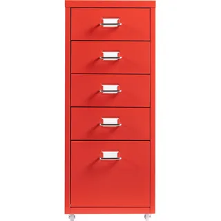 [en.casa] Rollcontainer Kökar mit 5 Schubladen 69x28x41 cm Rot