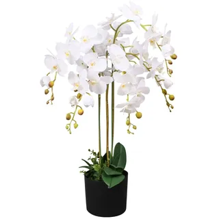 vidaXL Künstliche Orchidee mit Topf 75 cm Weiß