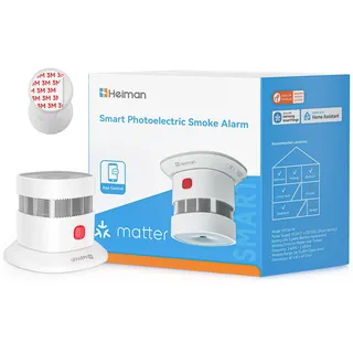 Heiman Rauchmelder Matter Over Thread mit Magnetbefestigung, 5 Jahre wechselbare Batterie, EN 14604, 85 dB, für Apple Home, SmartThings & Home Assistant, Hub Erforderlich, HS1SA-M
