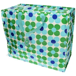 Rex London - XXL Riesentasche, Aufbewahrungstasche mit Reißverschluss, Muster bunt (Daisy blue/green)