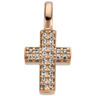 Schmuck Krone Kreuzanhänger Anhänger Kreuz aus 585 Rotgold mit 26 Brillanten, Gold 585 goldfarben