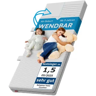 bellabino Kindermatratze Twist, Bellabino, 15 cm hoch, (Baby- und Kindermatratze), Härtegrad H1/H2, wendbar, 7-Zonen, abnehmbarer Bezug allergikerfreundlich