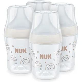 NUK Perfect Match Babyflaschenset | Ab 0 Monate | Passt sich dem Baby an | Temperature Control | Anti-Colic | 150 ml | BPA-frei | Silikontrinksauger, Small | Regenbogen | 4 Stück